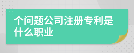 个问题公司注册专利是什么职业