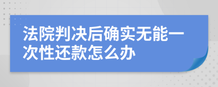 法院判决后确实无能一次性还款怎么办