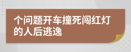 个问题开车撞死闯红灯的人后逃逸