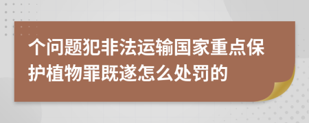 个问题犯非法运输国家重点保护植物罪既遂怎么处罚的