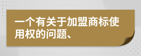 一个有关于加盟商标使用权的问题、