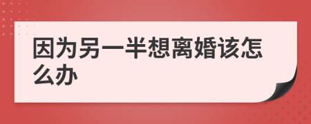 因为另一半想离婚该怎么办