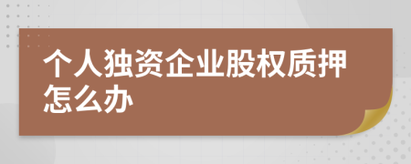 个人独资企业股权质押怎么办