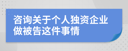 咨询关于个人独资企业做被告这件事情