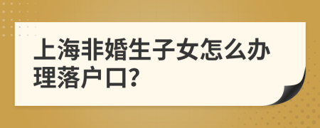 上海非婚生子女怎么办理落户口？