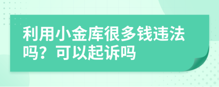 利用小金库很多钱违法吗？可以起诉吗