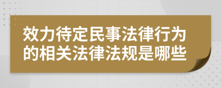 效力待定民事法律行为的相关法律法规是哪些