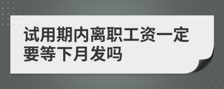 试用期内离职工资一定要等下月发吗