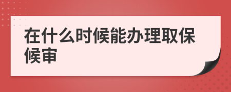 在什么时候能办理取保候审