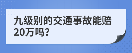 九级别的交通事故能赔20万吗？