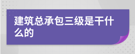 建筑总承包三级是干什么的