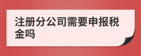 注册分公司需要申报税金吗