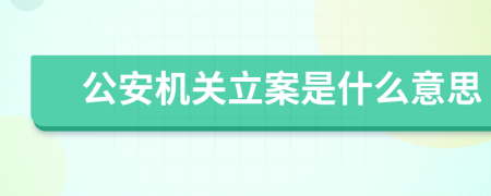 公安机关立案是什么意思
