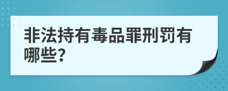 非法持有毒品罪刑罚有哪些？