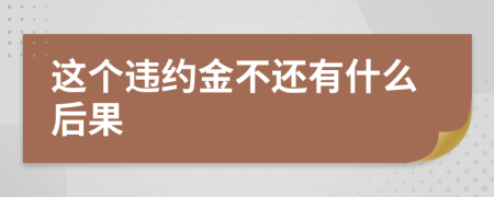 这个违约金不还有什么后果