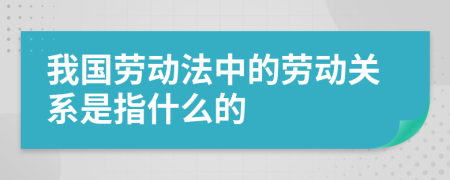 我国劳动法中的劳动关系是指什么的