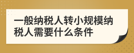一般纳税人转小规模纳税人需要什么条件