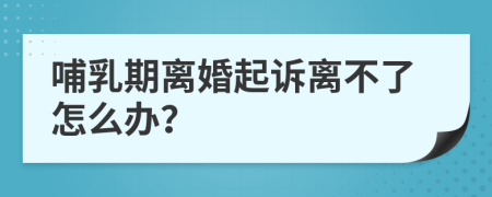 哺乳期离婚起诉离不了怎么办？