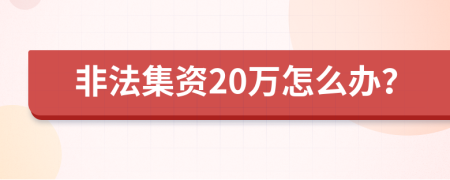 非法集资20万怎么办？