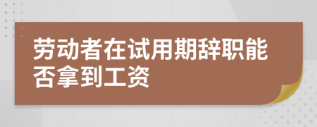 劳动者在试用期辞职能否拿到工资
