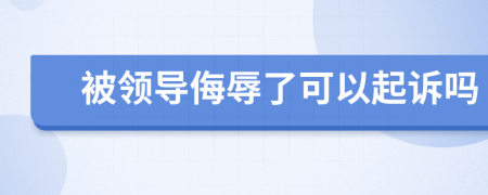 被领导侮辱了可以起诉吗