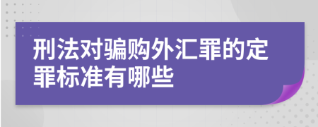 刑法对骗购外汇罪的定罪标准有哪些