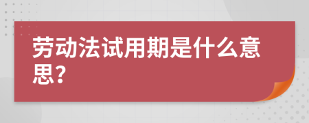 劳动法试用期是什么意思？