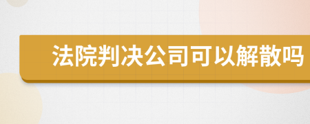 法院判决公司可以解散吗