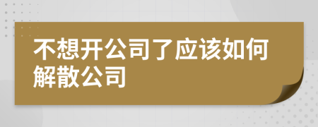 不想开公司了应该如何解散公司