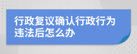 行政复议确认行政行为违法后怎么办