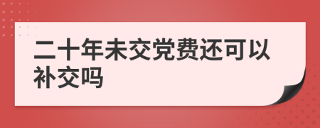 二十年未交党费还可以补交吗