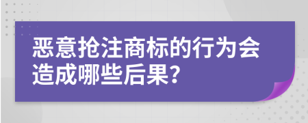 恶意抢注商标的行为会造成哪些后果？