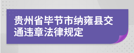贵州省毕节市纳雍县交通违章法律规定