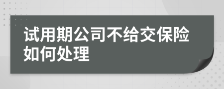 试用期公司不给交保险如何处理