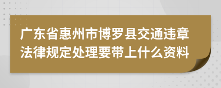 广东省惠州市博罗县交通违章法律规定处理要带上什么资料