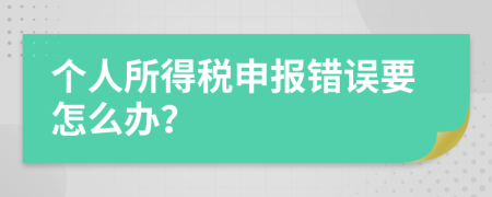 个人所得税申报错误要怎么办？