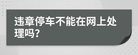 违章停车不能在网上处理吗？