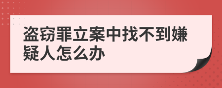 盗窃罪立案中找不到嫌疑人怎么办