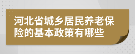 河北省城乡居民养老保险的基本政策有哪些