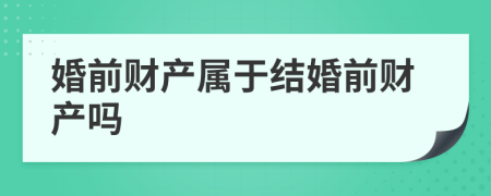 婚前财产属于结婚前财产吗