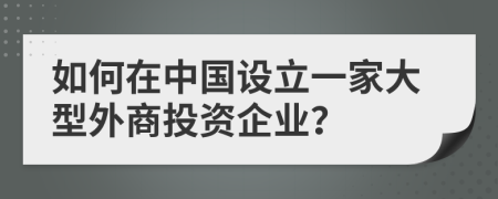 如何在中国设立一家大型外商投资企业？