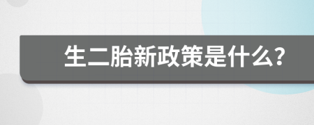 生二胎新政策是什么？