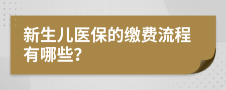 新生儿医保的缴费流程有哪些？