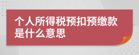 个人所得税预扣预缴款是什么意思