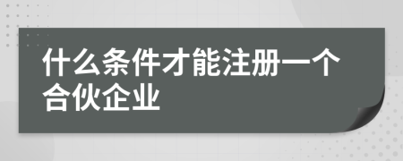 什么条件才能注册一个合伙企业