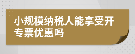 小规模纳税人能享受开专票优惠吗