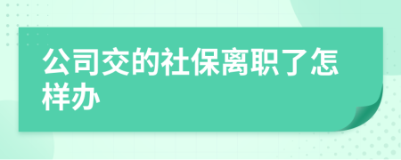 公司交的社保离职了怎样办