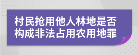 村民抢用他人林地是否构成非法占用农用地罪