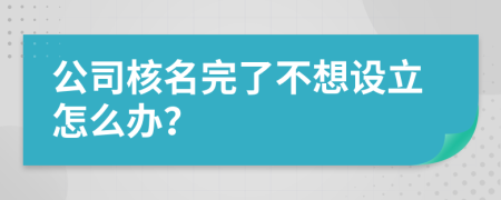 公司核名完了不想设立怎么办？