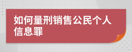 如何量刑销售公民个人信息罪